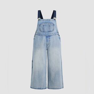Cider Overalls: Denim Pocket Wide Leg Jumpsuit Curve & Plus